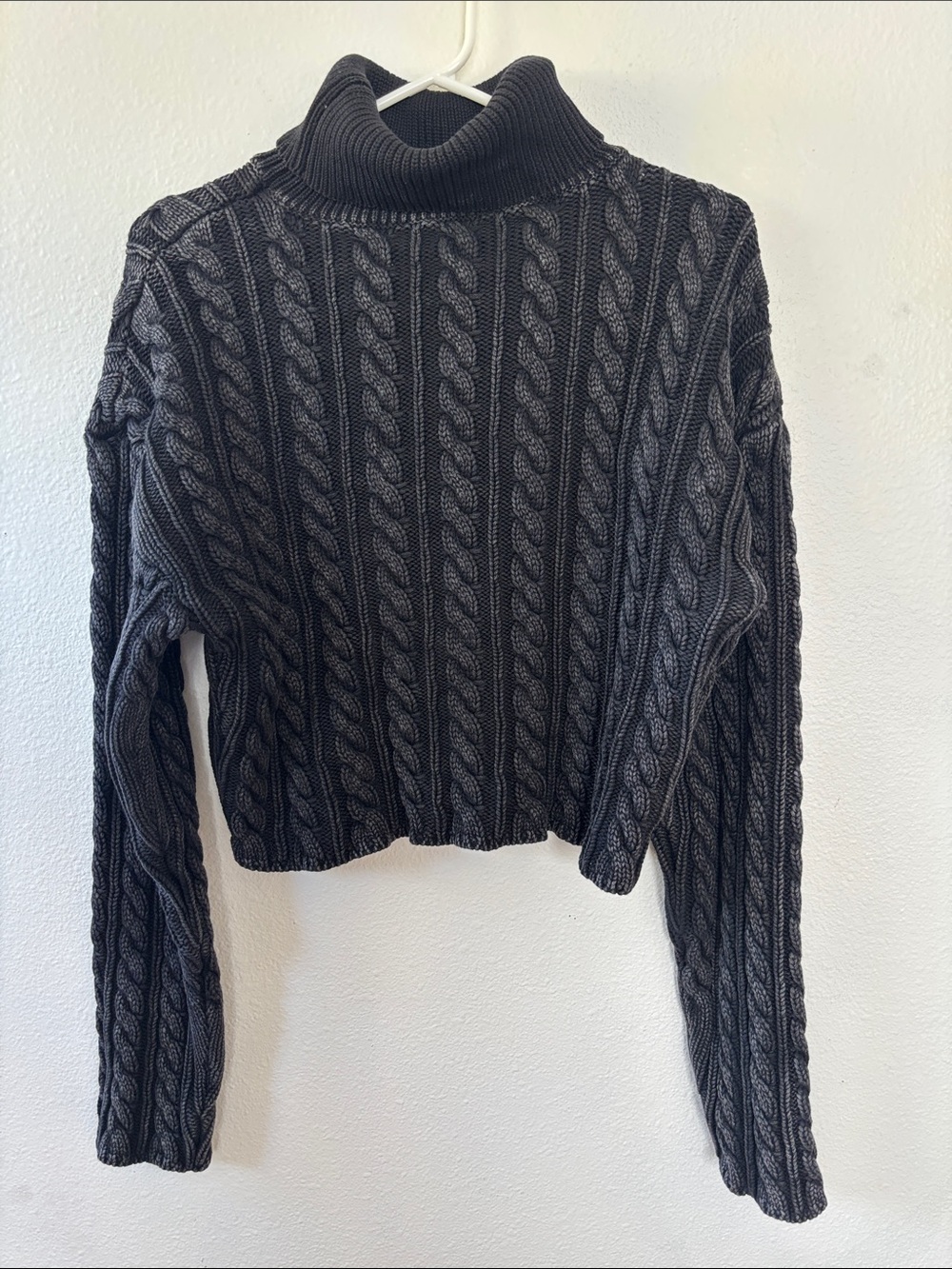 Source Unknown Charcoal Cable-Knit Turtleneck Sweater